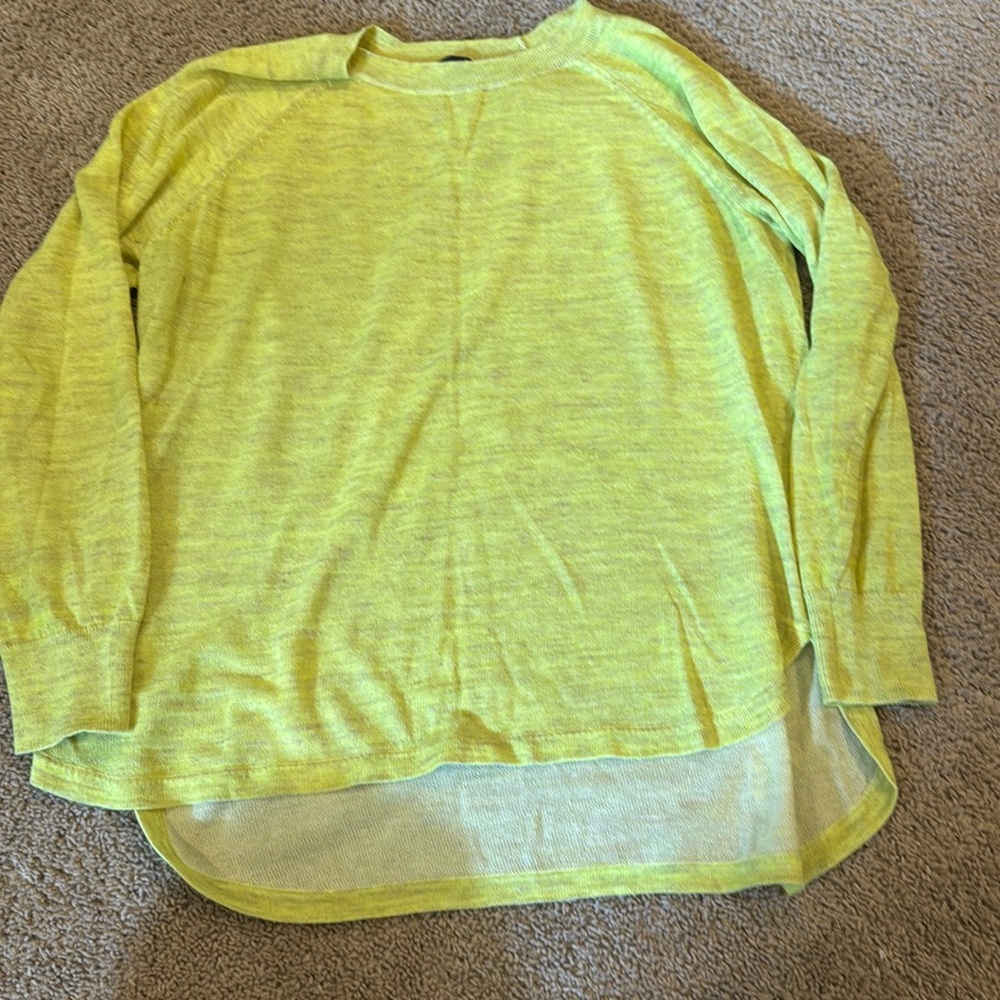 J Crew green-ish yellow and tan marble sweater